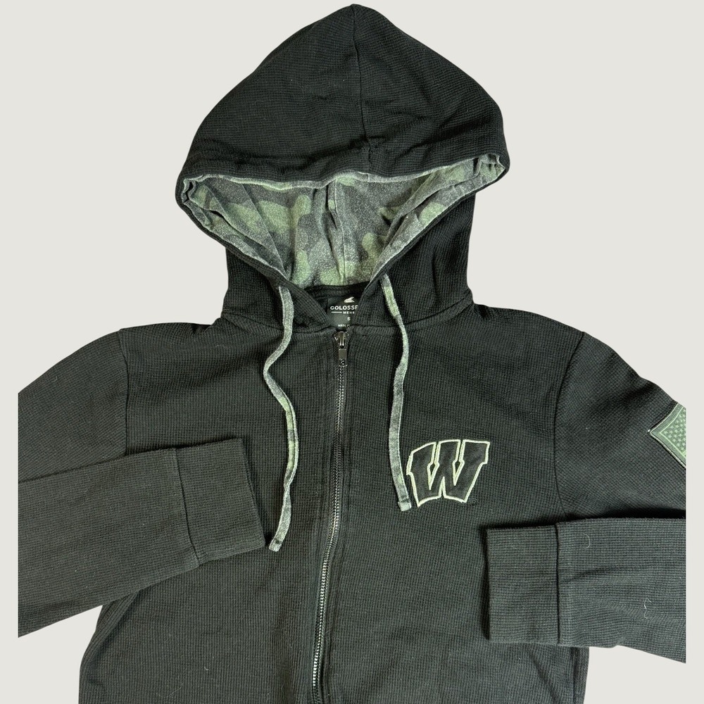 University Wisconsin Mens Small Zip Up Hoodie OHT Lightweight Waffle Colosseum
